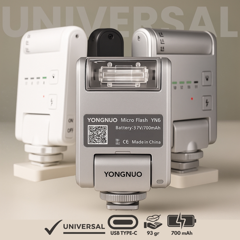 Yongnuo YN6 Micro Bataryalı Universal Tepe Flaşı (Gümüş)