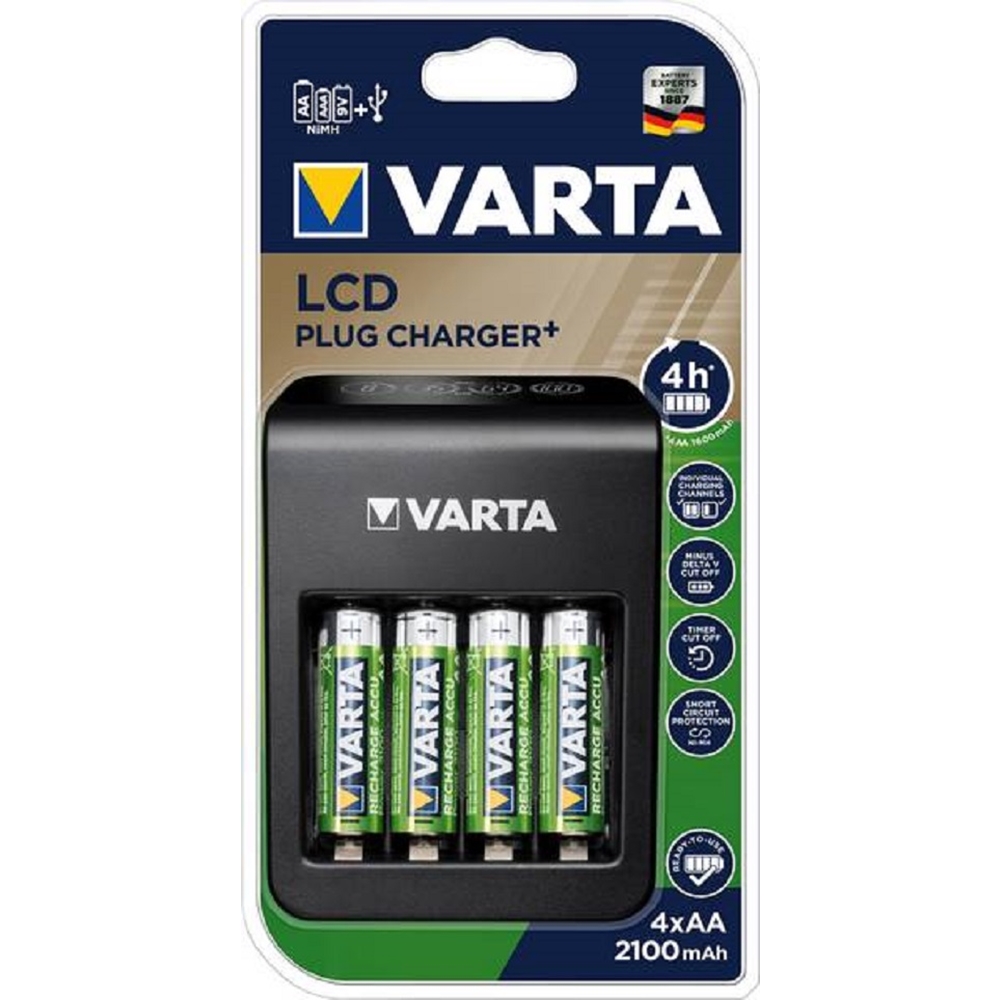 Varta LCD Plug+ Plus Şarj Cihazı + 4*2100 mAh AA Şarjlı Pil
