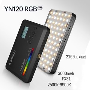 Yongnuo YN120-RGB 2500-9900K Dahili Bataryalı Mobil Vlog LED Işık