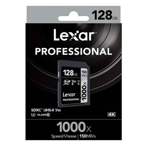 Lexar 128 GB 1000x U3 V60 4K SD Hafıza Kartı 150 Mb/s