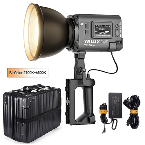 Yongnuo YNLUX200 2700-6500K Bi-Color 200W COB Led Işık, Gri Kasa (Kit)
