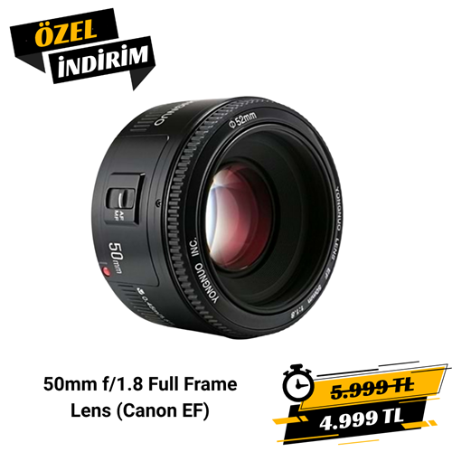 Yongnuo 50mm f/1.8 Full Frame APS-C Otofokus Lens (Canon EF Mount)