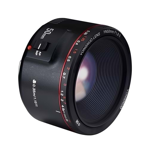 Yongnuo 50mm f/1.8 II Full Frame Otofokus Lens - Siyah (Canon EF)