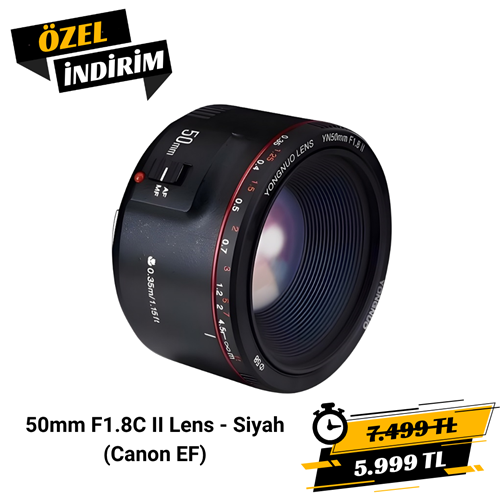 Yongnuo 50mm f/1.8 II Full Frame Otofokus Lens, Siyah (Canon EF Mount)
