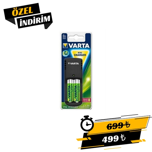 Varta Mini 2'li Şarj Cihazı + 2*2400 Mah AA Şarjlı Pil