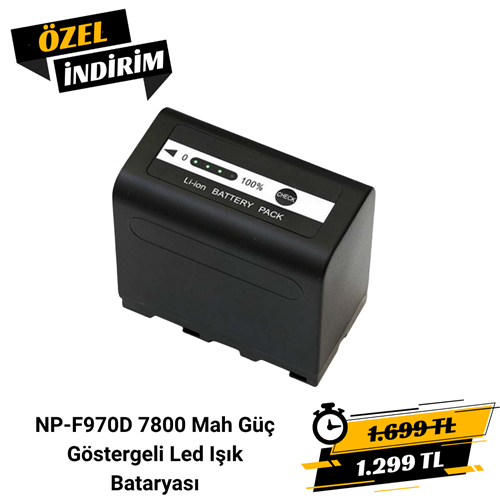 NP-F970D 7800 Mah Güç Göstergeli Led Işık Bataryası