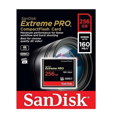 Sandisk Extreme Pro 256 GB 4K CF Compact Flash Hafıza Kartı 160mb/s