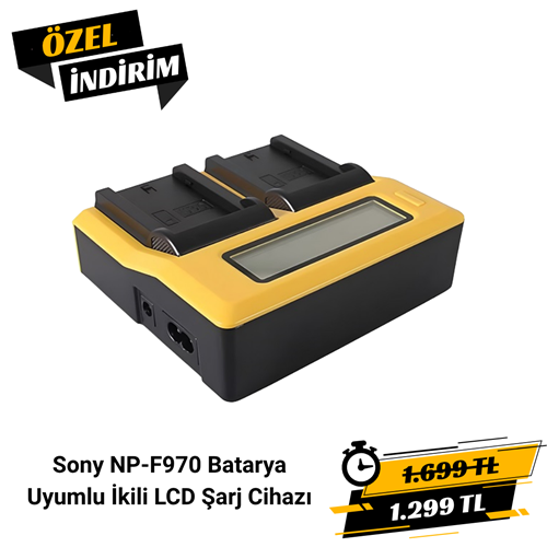 Sony NP-F970 Batarya Uyumlu İkili LCD Şarj Cihazı