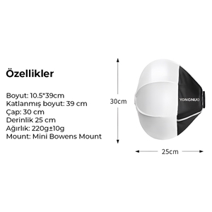 Yongnuo Mini-D30 RGQ Kolay Kurulum Lantern Softbox 2'li Paket
