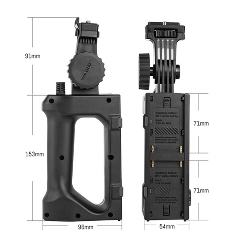 Yongnuo 2-NPF Batarya Handle YNLUX200 Led Işık Uyumlu, Siyah