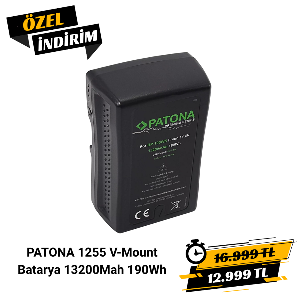 PATONA 1255 V-Mount Batarya 13200Mah 190Wh