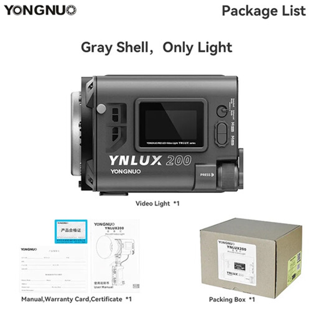 Yongnuo YNLUX200 Bi-Color LED Işık Gri Kasa (Monolight) Yongnuo YNLUX200 Bi-Color LED Işık Gri Kasa (Monolight)